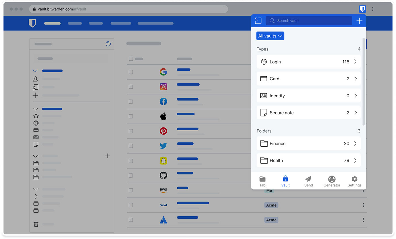 Browser Extensie voor onze Wachtwoord Manager